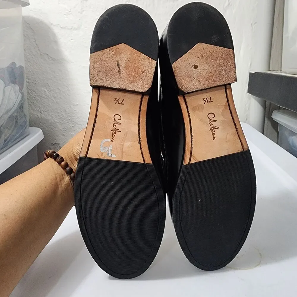 Cole Haan Pinch Black Leather Penny Loafer Heeled Academia Womens Size 7.5M